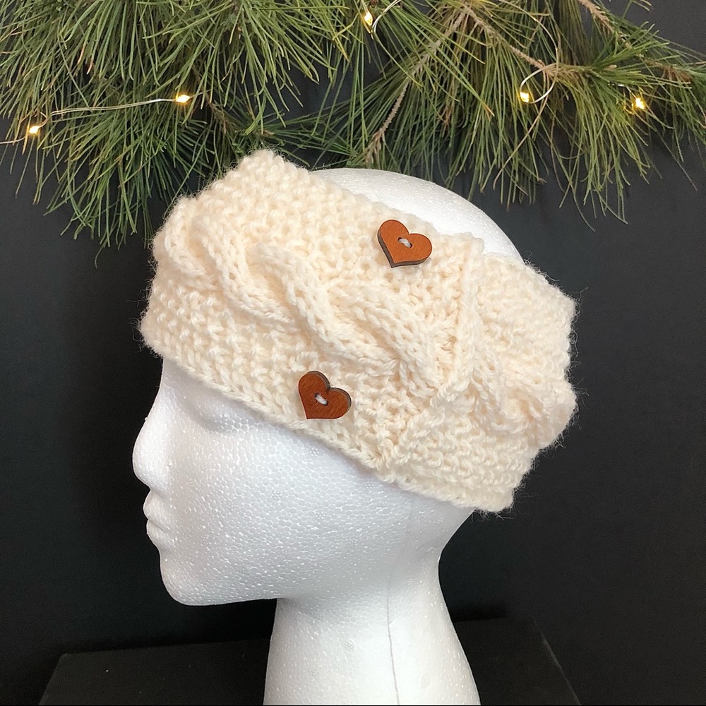 Brown Buttons 100% Virgin Wool Headband